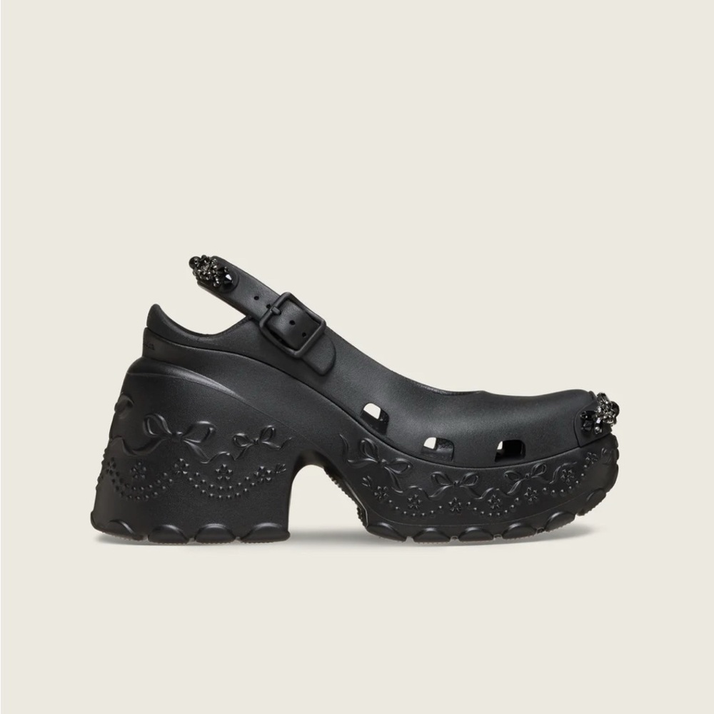 simone rocha x crocs ballerina platform shoes clogs in black size 41/42